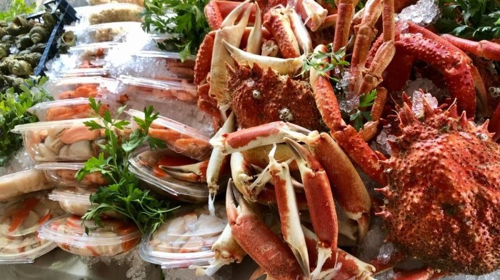 An array of seafood on display